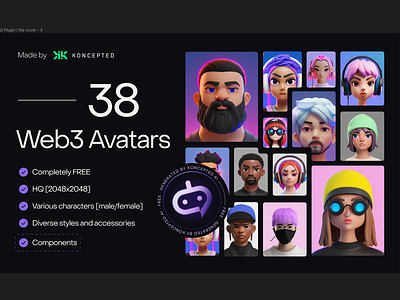 3D Avatar Pack from Koncepted 3d 3d character 3d illustration 3d person avatar avatars blender c4d characters cinema 4d design female gaming guy human illustration male perople person profile