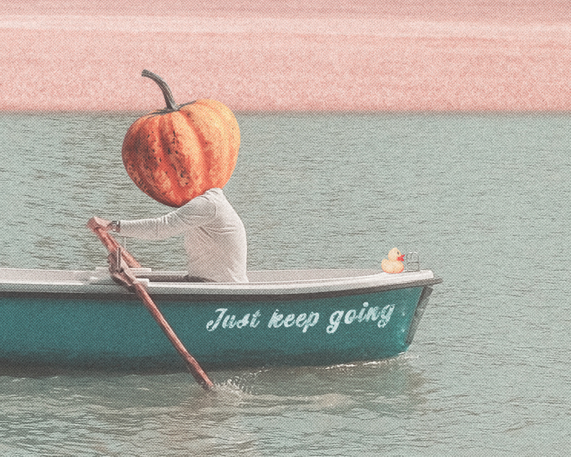 Just Keep Going design digital art environment landscape photoshop poster print retro rowing surreal