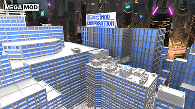 MegaMod Corporation 3d building city games glass lego megamod minecraft render roblox skyscraper voxel voxel graphics voxelart