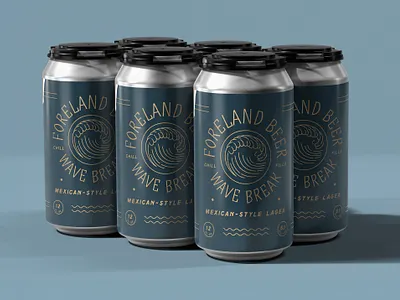 ForeLand Wave Break badge beach beer beer label branding brewery circle design identity label lettering linework lockup logo ocean packaging sea type typography wave