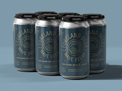 ForeLand Wave Break badge beach beer beer label branding brewery circle design identity label lettering linework lockup logo ocean packaging sea type typography wave