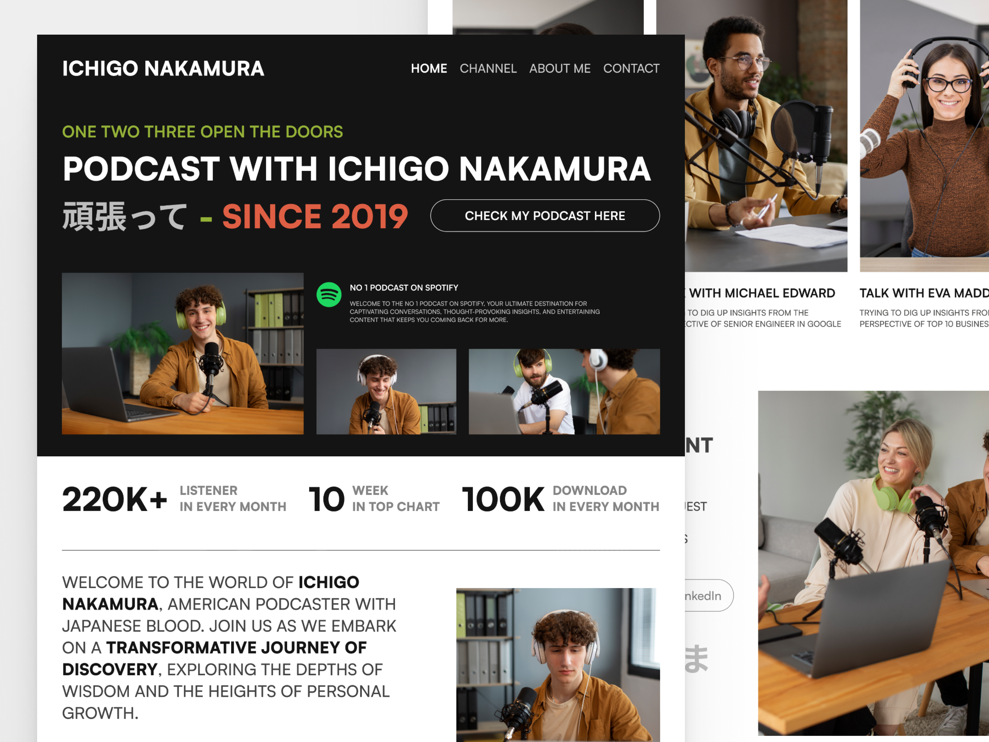 Ichigo - Personal Portfolio Landing Page branding business business website clean company website creative landing page minimal personal podcast portfolio professional site ui design uidesign uiux uxdesign web page web site webpage website