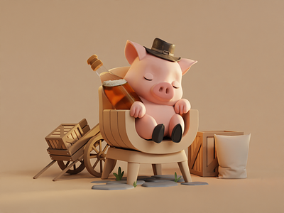 Sleeping Piggy | 3D illustration 3d 3d character 3d design 3d illustration 3d modeling 3dart art blender character character design cute digital art graphic design illustration minimal stylized stylized 3d stylized character