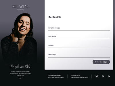 Contact Page - SHE.WEAR Clothing contactpage contactus dailyui figma interface uidesign uxdesign webdesign