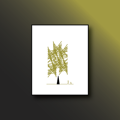 J-1 art design frame gradient illustration line minimal modern modern art print tree vector wall