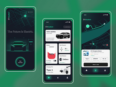 EVolution - EV Charging App Concept ai app car charging charging app charging station design electric station ev ev charging ev charging app fintech mobile neon saas tesla ui