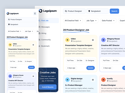 Job Search Platform admin dashboard admin pannel clean ui design dashboard job finder dashboard job listing job search job search platform ui design web design