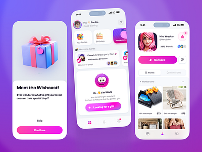 Wishcast – AI gift finding app ai app application artificial intelligence branding character gif gift finding app interaction trend ui ux wishcast