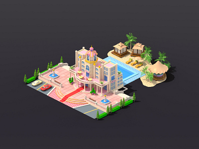 City Builder - Hotel 3d blender builder city city builder game art game ready hotel ico isometric low poly mobile games room stylized town