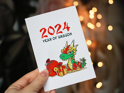 Illustration | Post Card Year of dragon 2024 branding card cartoon cute dragon graphic design illustration logo new year post card vector