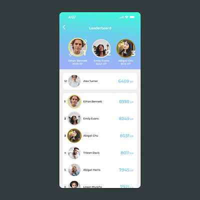 Daily UI Challenge #19: Leaderboard design figma leaderboard ui ux