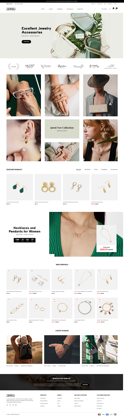 Home page design for e-commerce website branding design ecommerce jewellery ui ux web design webflow webflow developer webflow expert