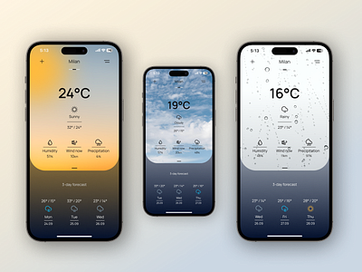 Mobile app (weather) android app branding consept design illustration ios landing landing page logo minimalistic mob mobile app swiss style typography ui ux uxui weather weather app