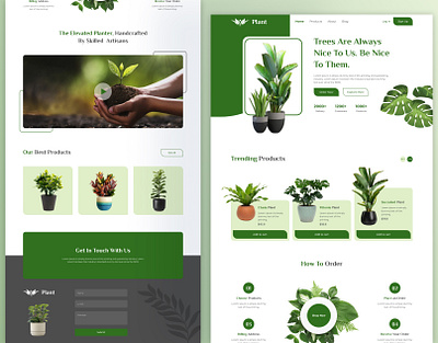 Plant Landing Page Design biology botanical cultivate gardening global graphic design grass greenery growing home plant innovation leaves planet planting potted plant production seed ui ui and ux web banner
