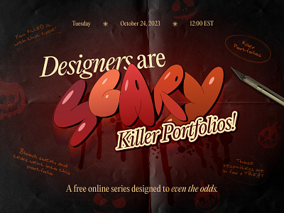 Boo! Killer Portfolios! October 24, 2023 branding case study design design event design studio free event graphic design portfolio students
