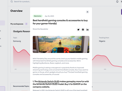 Tiber - Newsletter dashboard data visualisation e commerce graph mobile app newsletter saas ui design web app