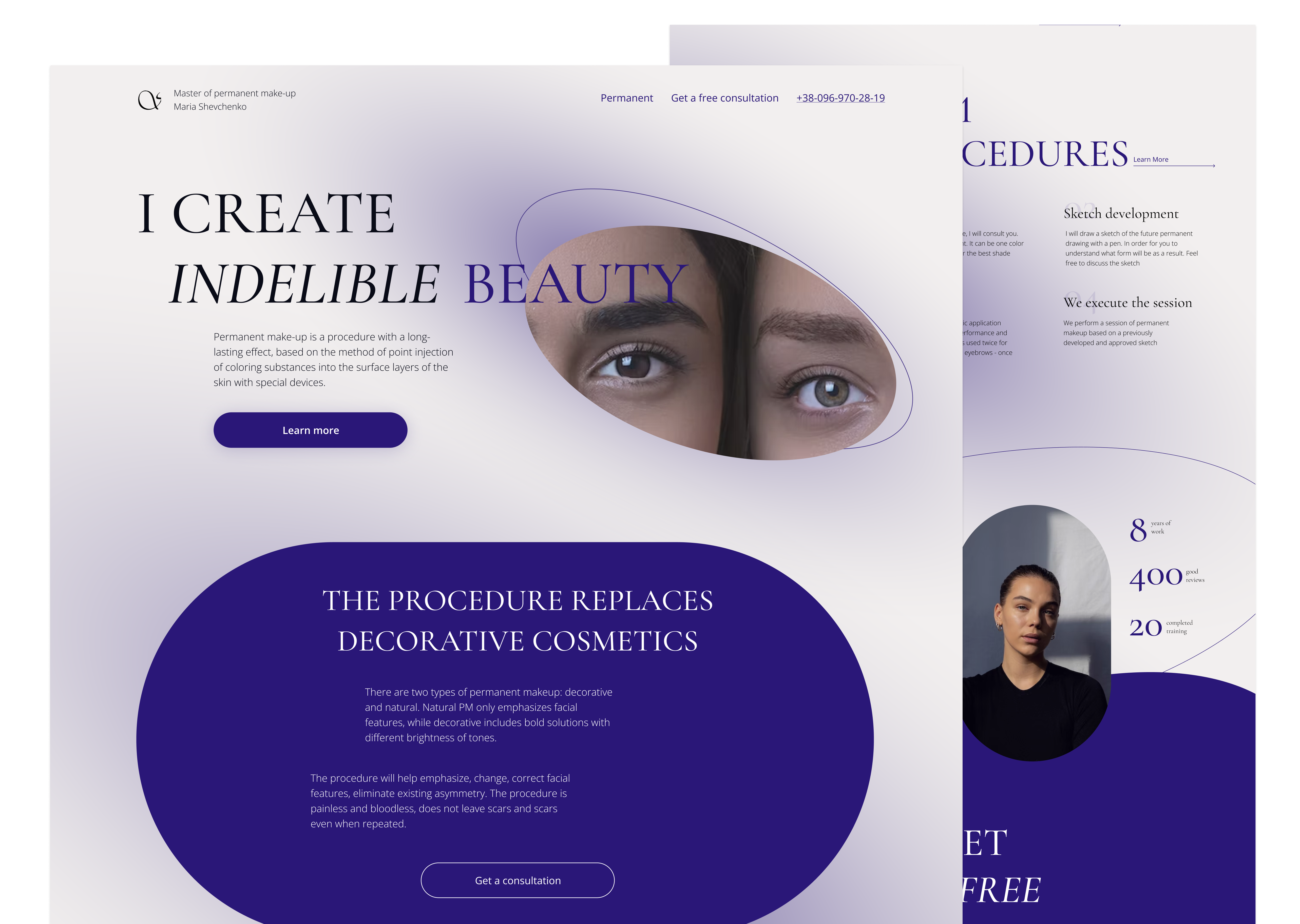 Elegance in Every Stroke: Permanent Makeup Mastery beauty blue cosmetics cosmetology europe girl landing makeup master permanent permanent makeup pink ui ui design ukraine us web webdesign woman women