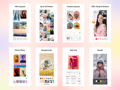 App Store Screenshots android app design app store collage maker color cover design digital editor illustration ios minimal mobile mobile application photo editor saas screenshots thumbnail ui ux