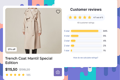 Shopping Card + Rating checkout ui