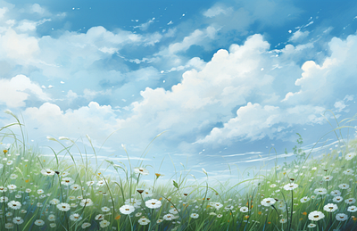 꽃과 하늘과 구름 design graphic design illustration