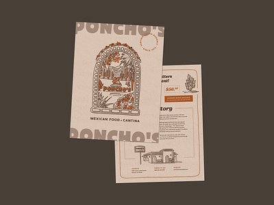 Poncho's Table Menu brand branding customillustration design graphic design illustration layoutdesign menu menudesign printdesign restuarantmenu tablemenu typography