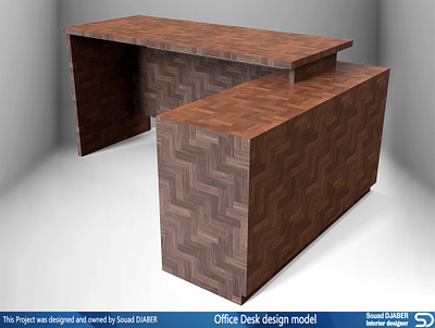 Office desk design model 3d design desk djaber model modeling office render sketchup souad table