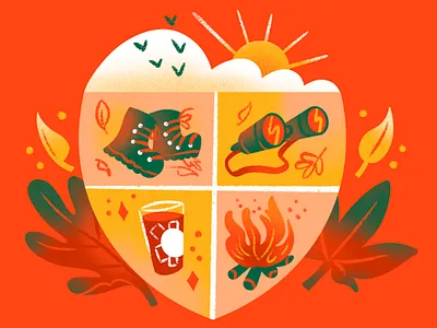 Starbucks Fall Club Crests adventure adventurers autumn club crest drawing fall fall club illustration jordan kay limited color noise social media starbucks texture