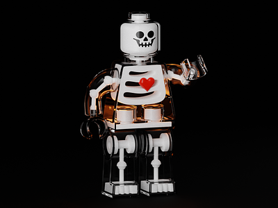 Lego skeleton has some feelings 3d blender c4d character cute everyday illustration lego night toy