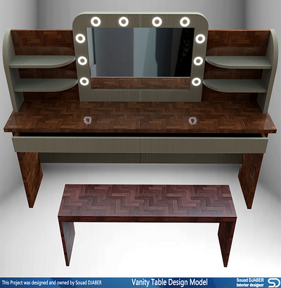 Vanity table design model 3d design djaber furniture model modeling sketchup souad table vanity