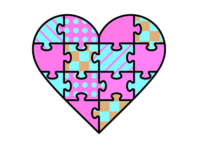 Puzzle Heart adobeillustrator art artwork design dribbble heart illustration love puzzle vector