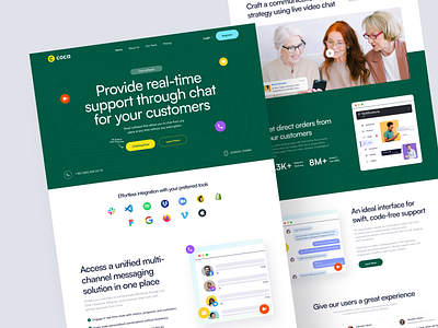 Coca - Chat Platform Landing Page agency ai app chat company green landing page platform profile responsive software startup ui website