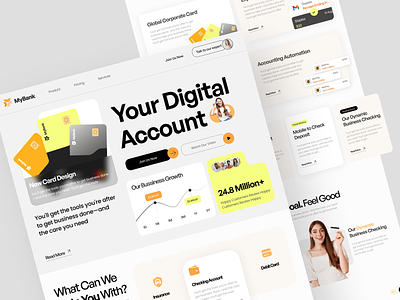 MyBank - Finance Website analytic bank banking card credit card digital wallet finance financial fintech home page landing page money saving transaction transfer ui wallet web web design website