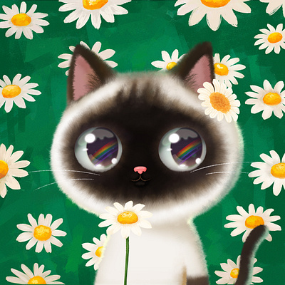 #cat palette 007🎨 daisy cat🌼🐈 cat character cryptoart cute daisy digitalart flower illust illustration nftproject pfp sham
