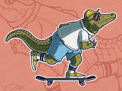 Skate Stickers | Skelly Skate & Gator Skater alligator design digital art digital illustration illustration procreate skate sticker