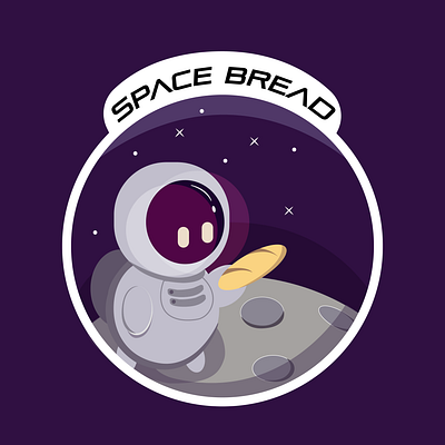Space Bread Logo adobe astronaut bread design graphic design illustrator intergalactic logo moon nasa purple rocket space stars theophilus vector wallen