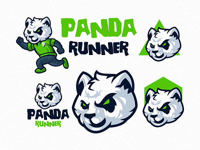 Panda Logo branding design graphic design identity illustration logo mark panda panda logo panda runner logo tshirt vector