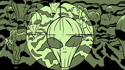 "Alien Infestation" Drawlloween 2023 alien aliens animation cartoon drawlloween hot air balloon independent film night vision