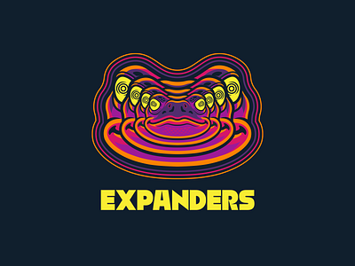 Expanders apparel branding design frog graphic design hat hoodie illustration illustrator logo psychedelic vector