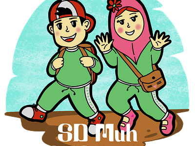 Boy and Girl Outbond Character Illustration adventure boy and girl cartoon cartoon character design fullcolour handdrawing happy kids holiday illustration journey kids kids community mascot outbond activity school solid colour tshirt design