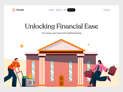 Finansial - Finance Website Illustration banking design finance financial flat design header hero illustration money ui wallet web website design
