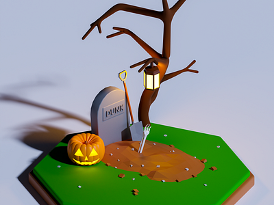 Dunk Grave - Isometric Render 3d 3d blender 3d render blender blender render cartoon creepy grave halloween illustration iso render isometric isometric blender isometric render skeleton spooktober