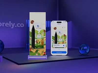 Digital X-Banner: Mobile App Concept 📈 ad analytics animation banner coffee custom dashboard design digital graphic innovation marketing marketing app mobile app orely process text ui ux design x banner