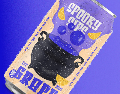 Grape Juice Can - Halloween Packaging Design grape themed halloween packaging halloween themed illustration haunting beverage spooky can design stylish label