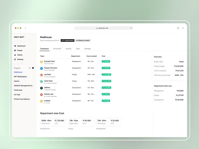 SAAS - Project Minimal Dashboard agency analytics branding clean dashboard design minimal project management saas squirrell team management ui uiux ux webflow