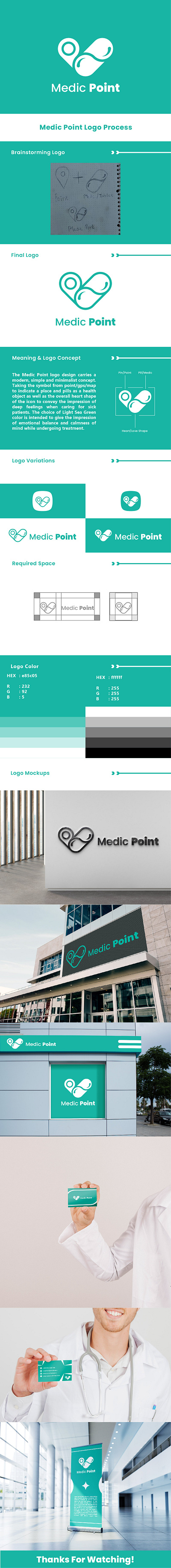 MEDIC POINT LOGO PROCESS brand care charity design doctor drugstore gps guideline health healthcare hospital logo map medic medicine navigation pill place point vector