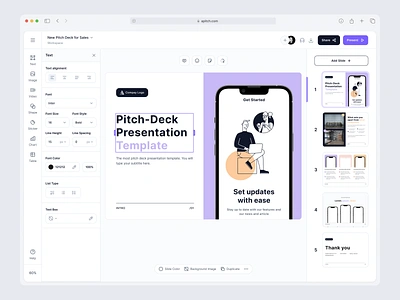 Presentation Builder - Dashboard app builder app design builder components dashboard design dipa inhouse drag drop interface minimal no code no code platform product product design saas startup ui ui design user interface web app