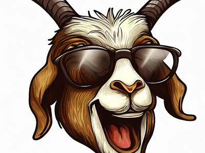 Laughing GOAT | Cartoon Character | tracingflock adobe illustrator aiart artificial intelligence fastrack goat graphic design illustration oakley rayban tracingflock