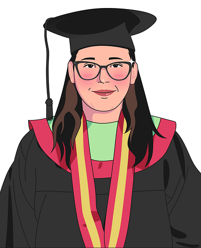 Graduation girl illustration portrait vector