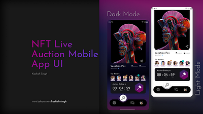 NFT Live Auction Mobile App UI branding graphic design logo ui