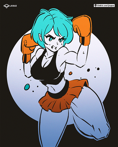 Boxer Girl anime boxing challenge character design girl illustration inktober manga oc